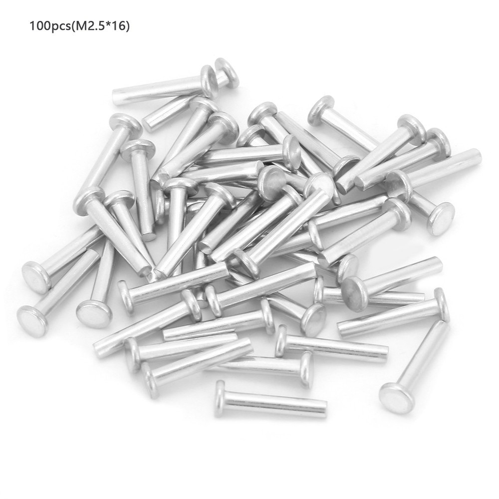 100pcs M2.5*16mm Flat Head Aluminum Rivets Countersunk Solid Rivets New