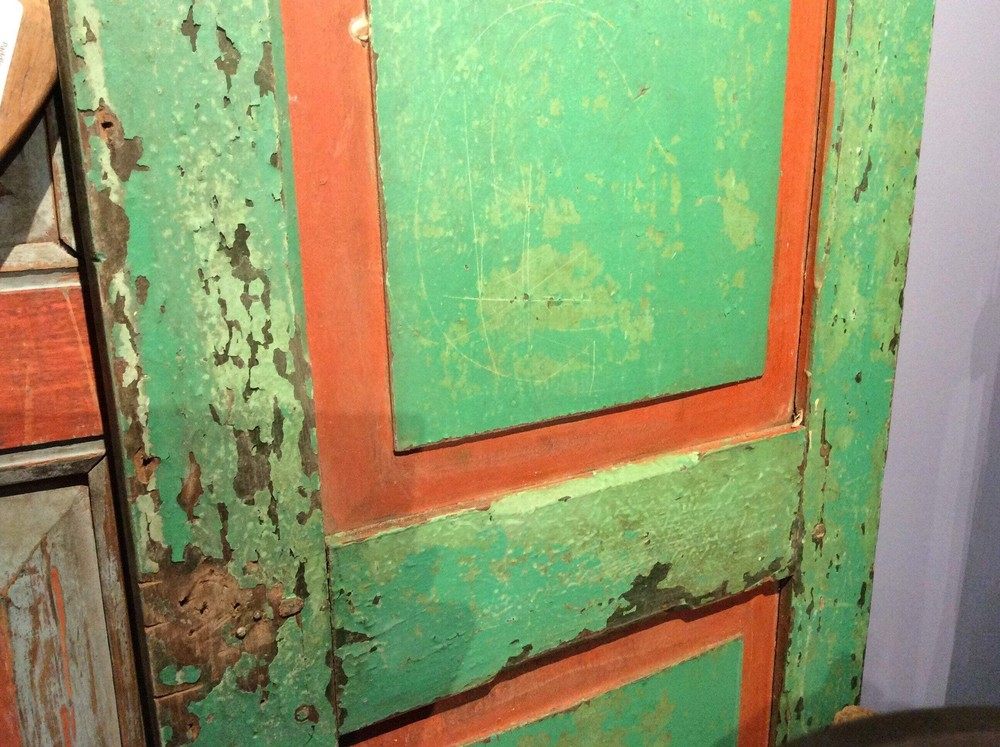Door, Teak, Green and Red