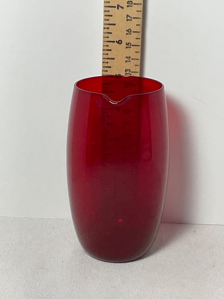 Hand blown Red glass creamer 5”