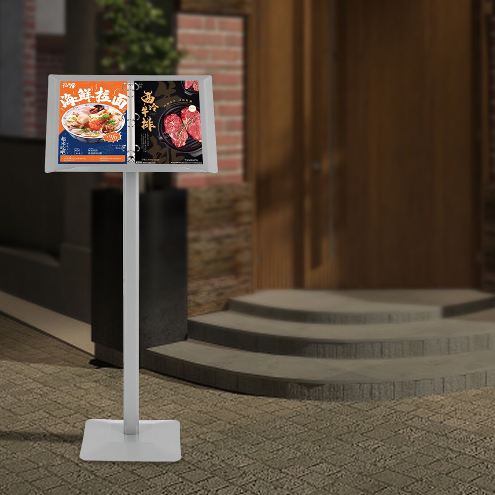 Standing Page Flip Menu Display Rack Ring Binder Stand Floor Standing Menu Stand