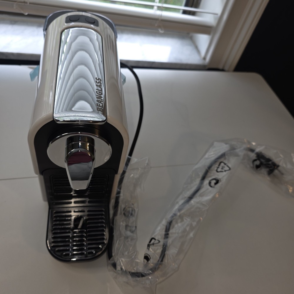 BeanGlass Espresso Pod Machine for Home, Compact Capsule Coffee Maker - White