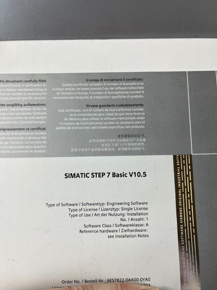 Siemens SIMATIC STEP 7 Basic V10.5 Engineering Software DVD Single License NOS