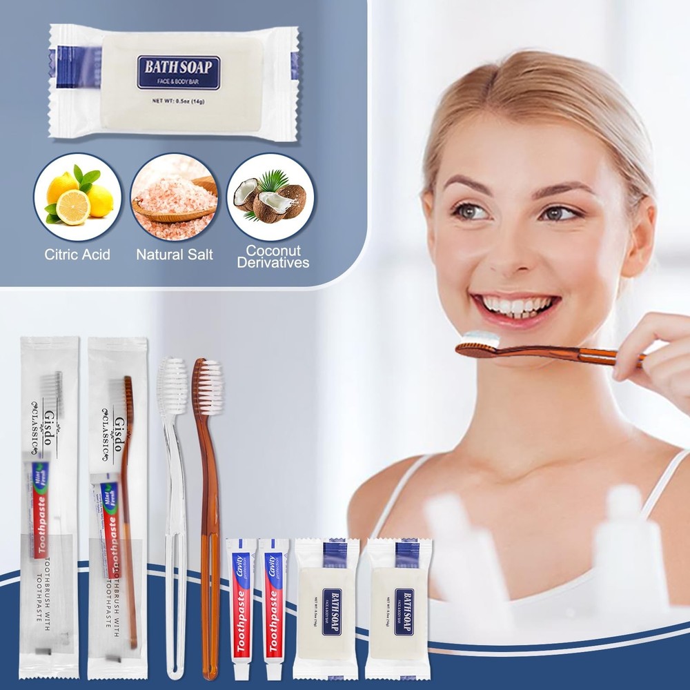 100 Pack Disposable Toothbrushes with Toothpaste Soap Individually Wrapped, 1...