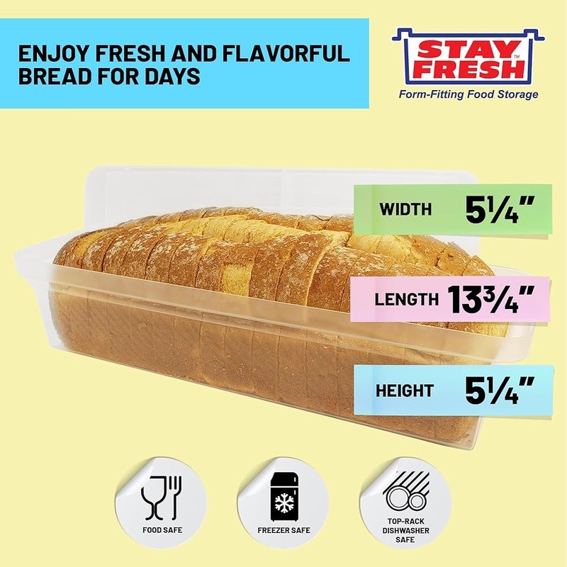 Bread Storage Container Freshness Keeper Easy Open Durable BPA Free Plastic New