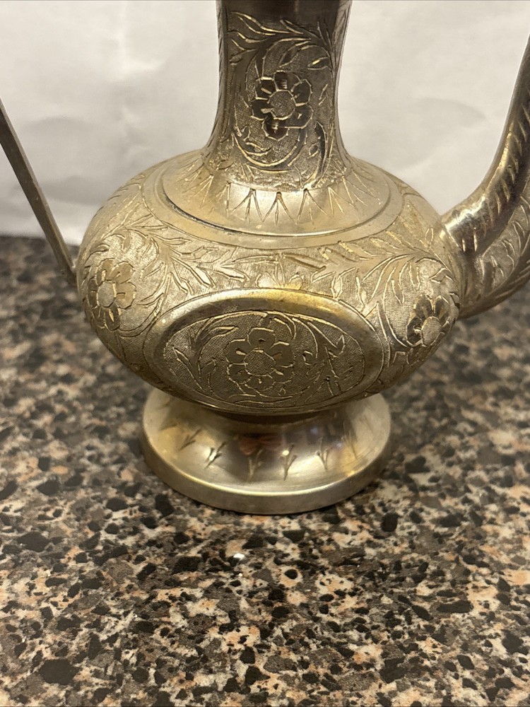 Vintage Solid Brass Mini Teapot; India; 5.5"