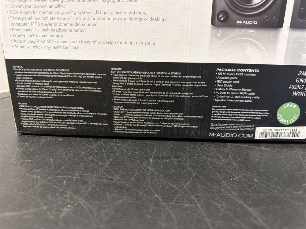 M-Audio AV32 Studio Monitors with Cables