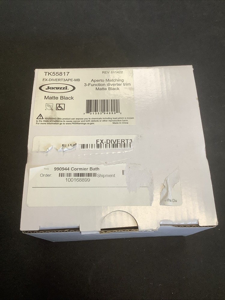 Jacuzzi 3-Function Diverter Trim iatte Black. TK55817 S6