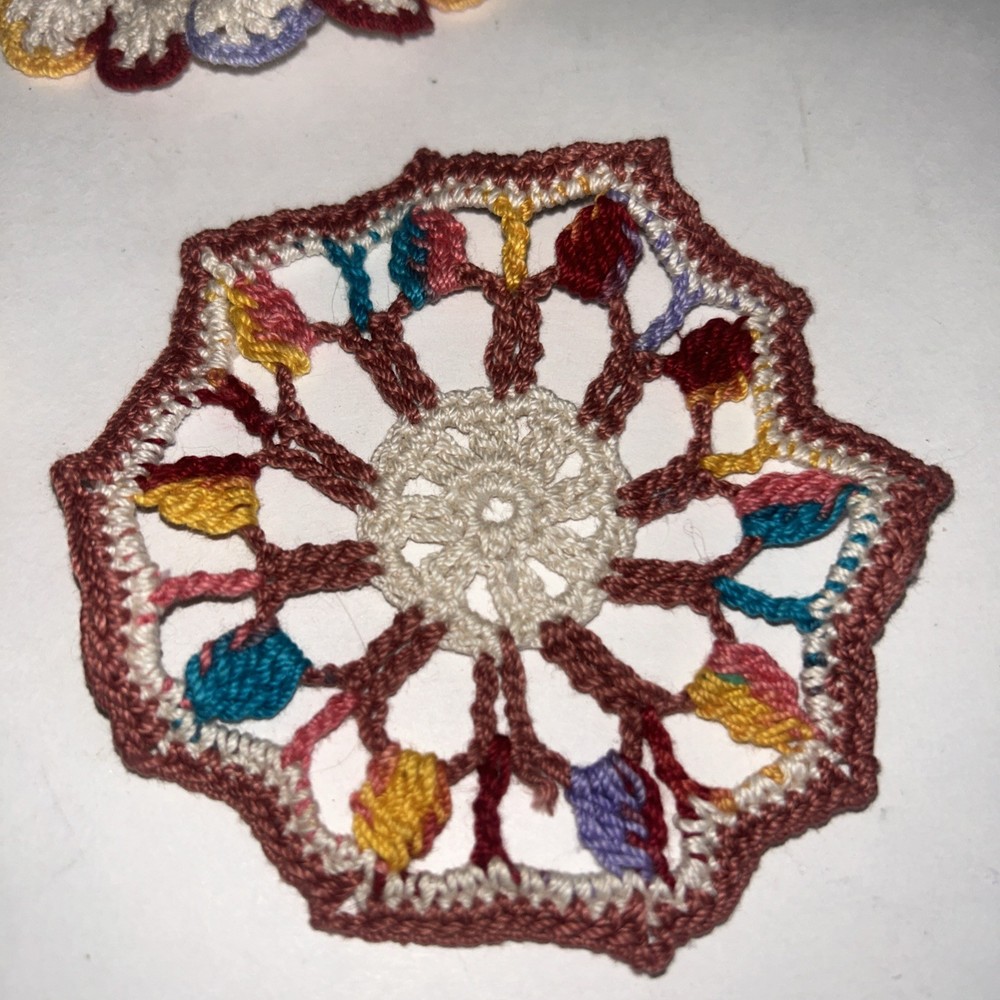 5pcs Crochet Flowers, Crocheted 4”diameter coasters