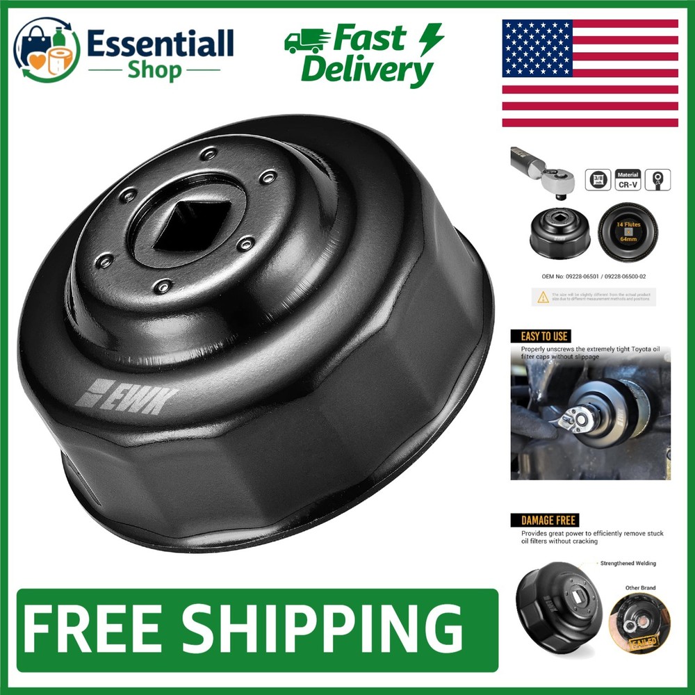 Durable Black E-Coated 64mm Oil Filter Socket for Superior Vehicle Compatibility