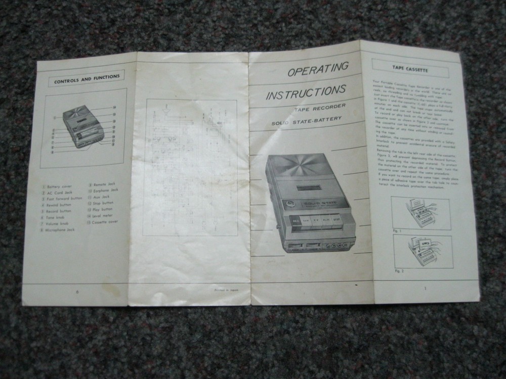 Solid State Tape Recorder operating instructions & Schematic pamphlet