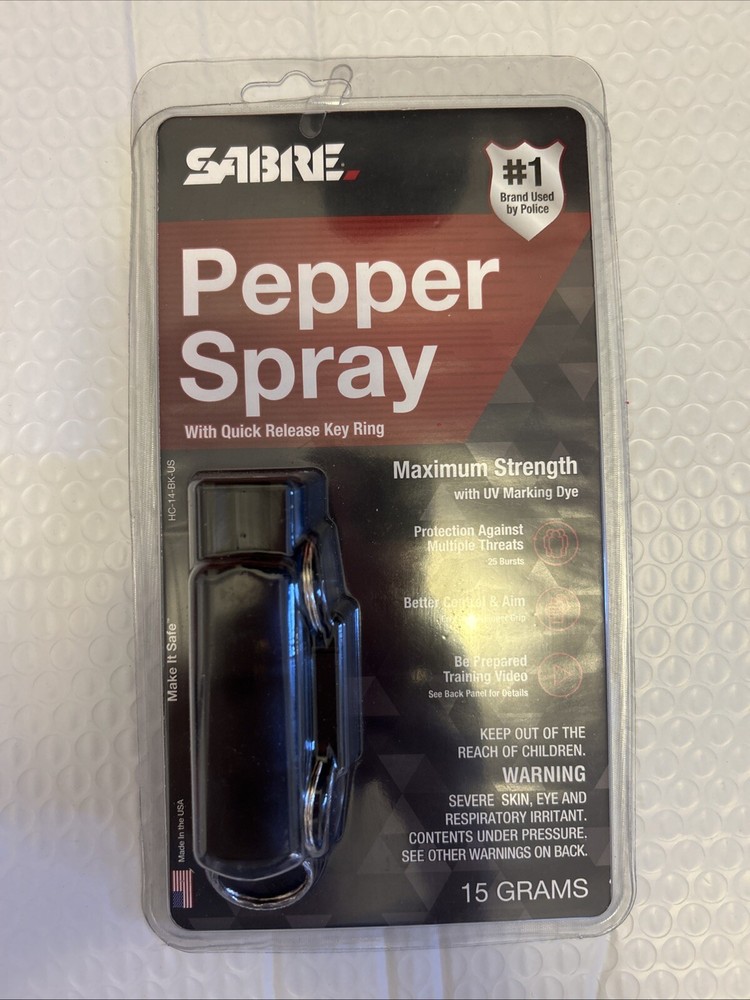 Sabre Red Pepper Spray with Quick Release Key Ring - Black