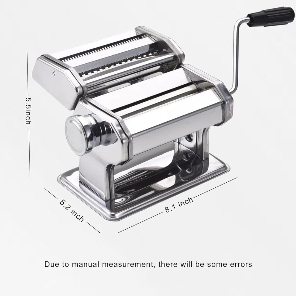 Pasta Maker Machine, Manual Makers 9 Adjustable Thickness Silver