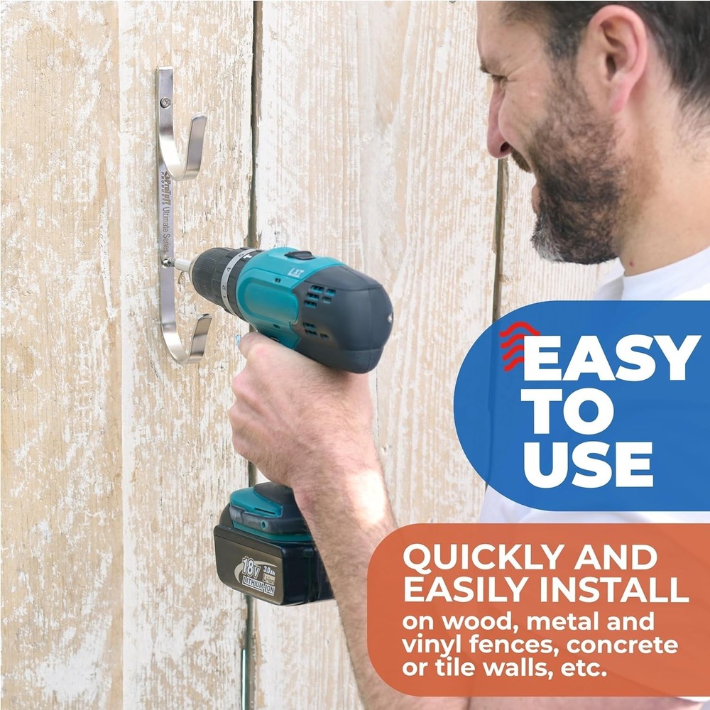 Versatile Pool Pole Hangers - Lifetime , Easy Install - Silver Finish