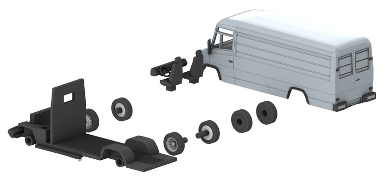 3D Printed 1/72 German 609D van Unpainted