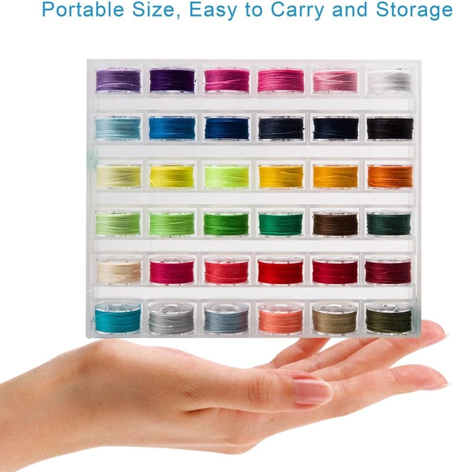 BetyBedy 36Pcs Bobbins and Sewing Threads with Bobbin Case for Multiple Sewing M