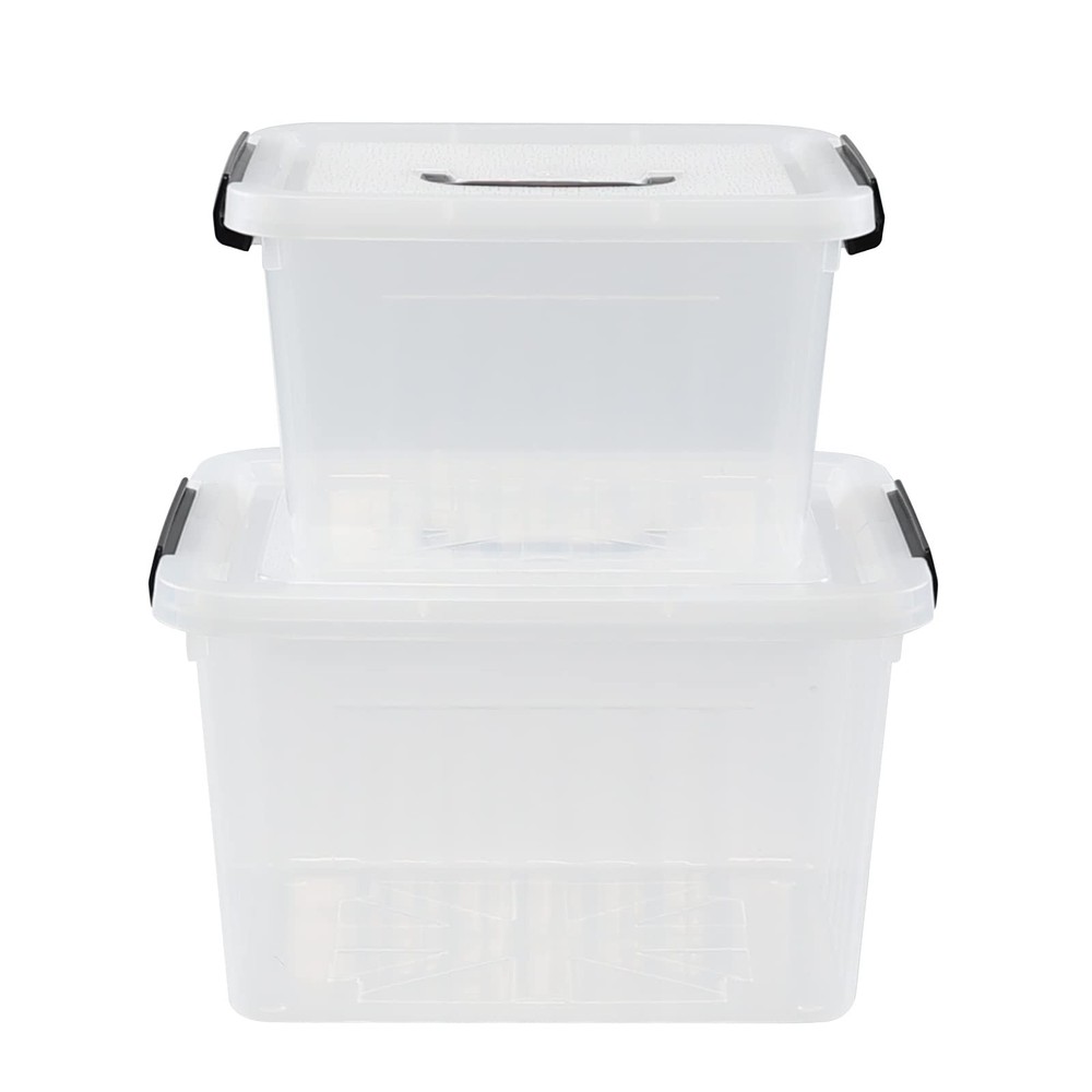 Saedy 12 Quart & 6 Quart Plastic Latching Storage Container Box with Handle, ...