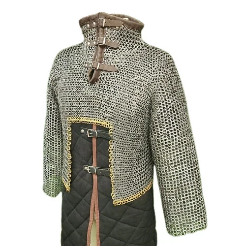 ChainMail Half Shirt , Flat Riveted with Flat Solid rings and Brass ring on edge