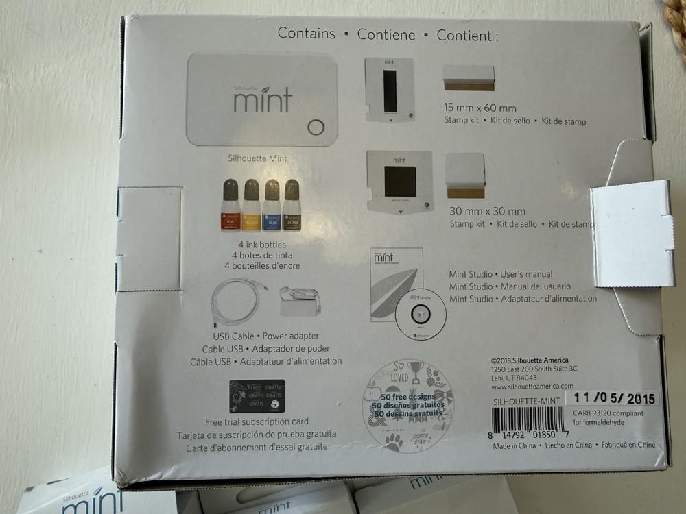 Silhouette Mint Custom Stamp Maker. Cables, Book, CD, Various Size Stamp Kits