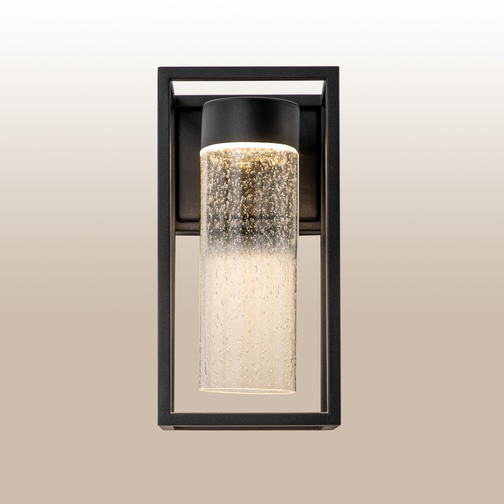 Modern Outdoor Wall Light Fixture,3-Color LED Porch Light with Seed Glass