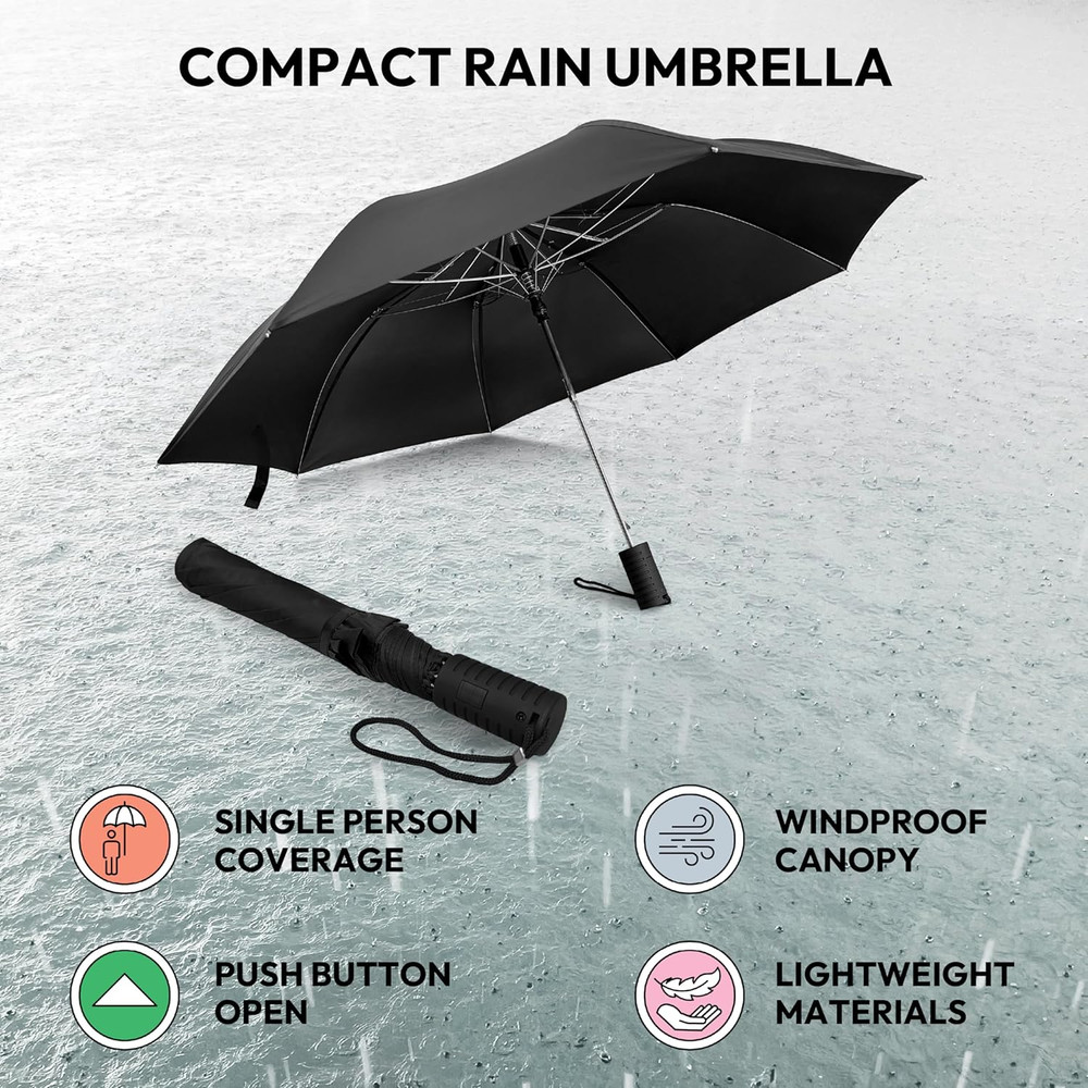 Weather Station Automatic Rain Umbrella, Windproof, Lightweight, and Packable fo