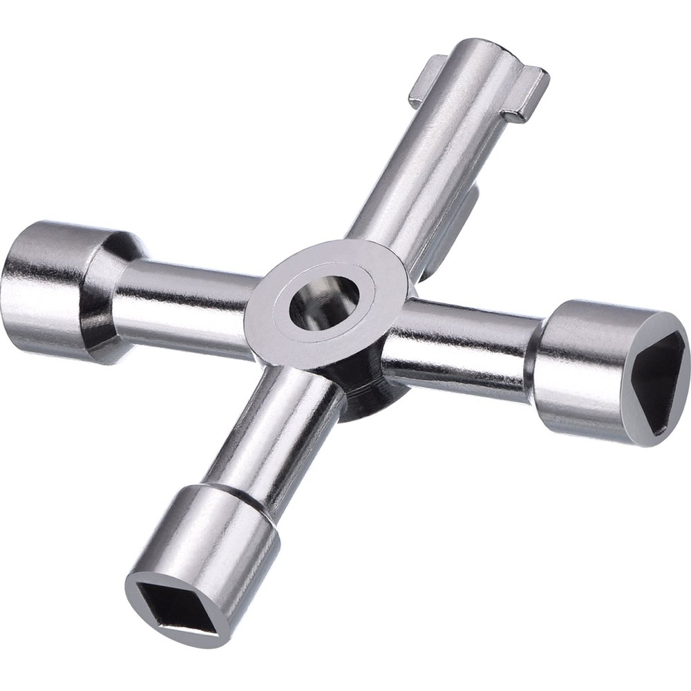 4 Way Sillcock Key Multifunction Utility Key Triangle Square Panel Cross Serv...