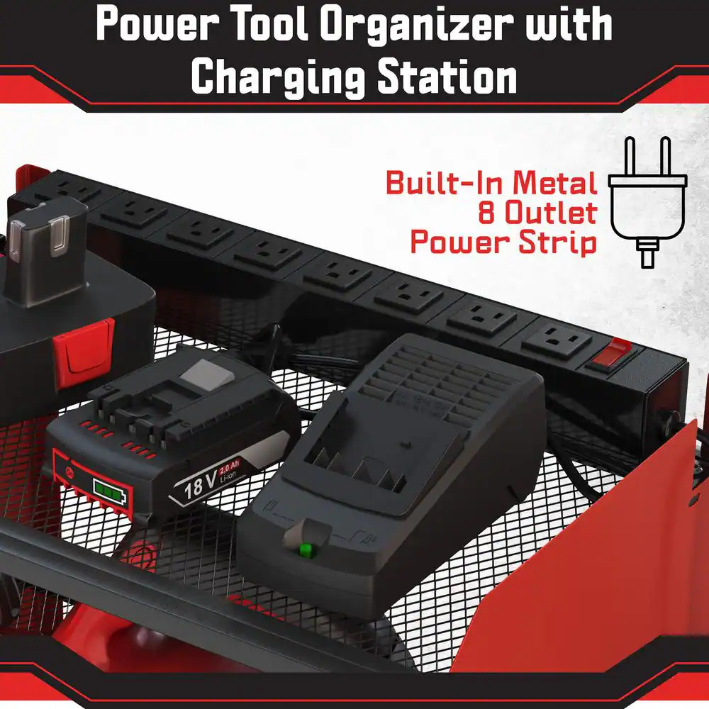 Power Tool Organizer Wall Mount with Charging Station