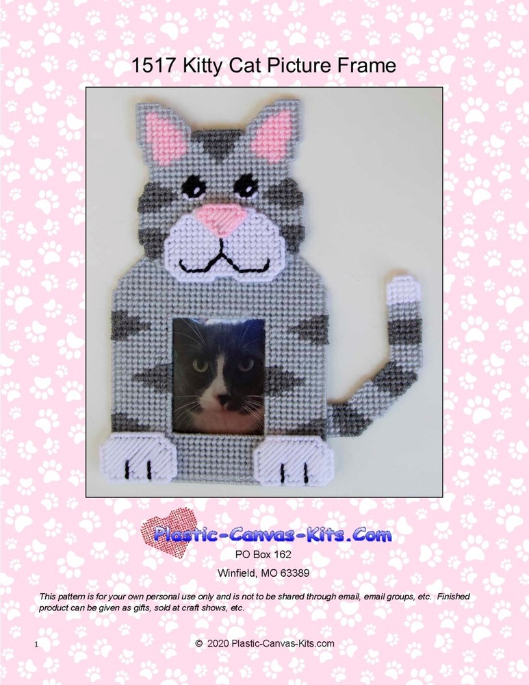 Kitty Cat Picture Frame-Plastic Canvas Pattern or Kit