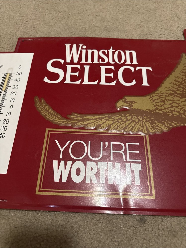 Vintage Tin Winston Select Cigarettes Thermometer Missing Therm