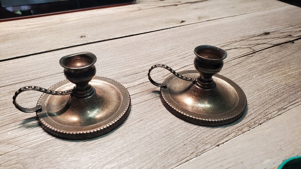 1890's solid silver Maastricht guild marked Dutch Neoclassical Candle Holders