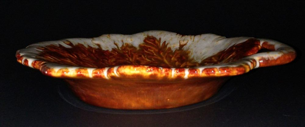 Scallop Edge Leaf Serving Or Candy Dish Fall Colors Ceramic Studio Art Glazed
