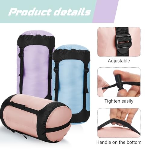 5 Pcs Compression Sacks for Backpacking 20L Camping Sleeping Bag Macaron Colors