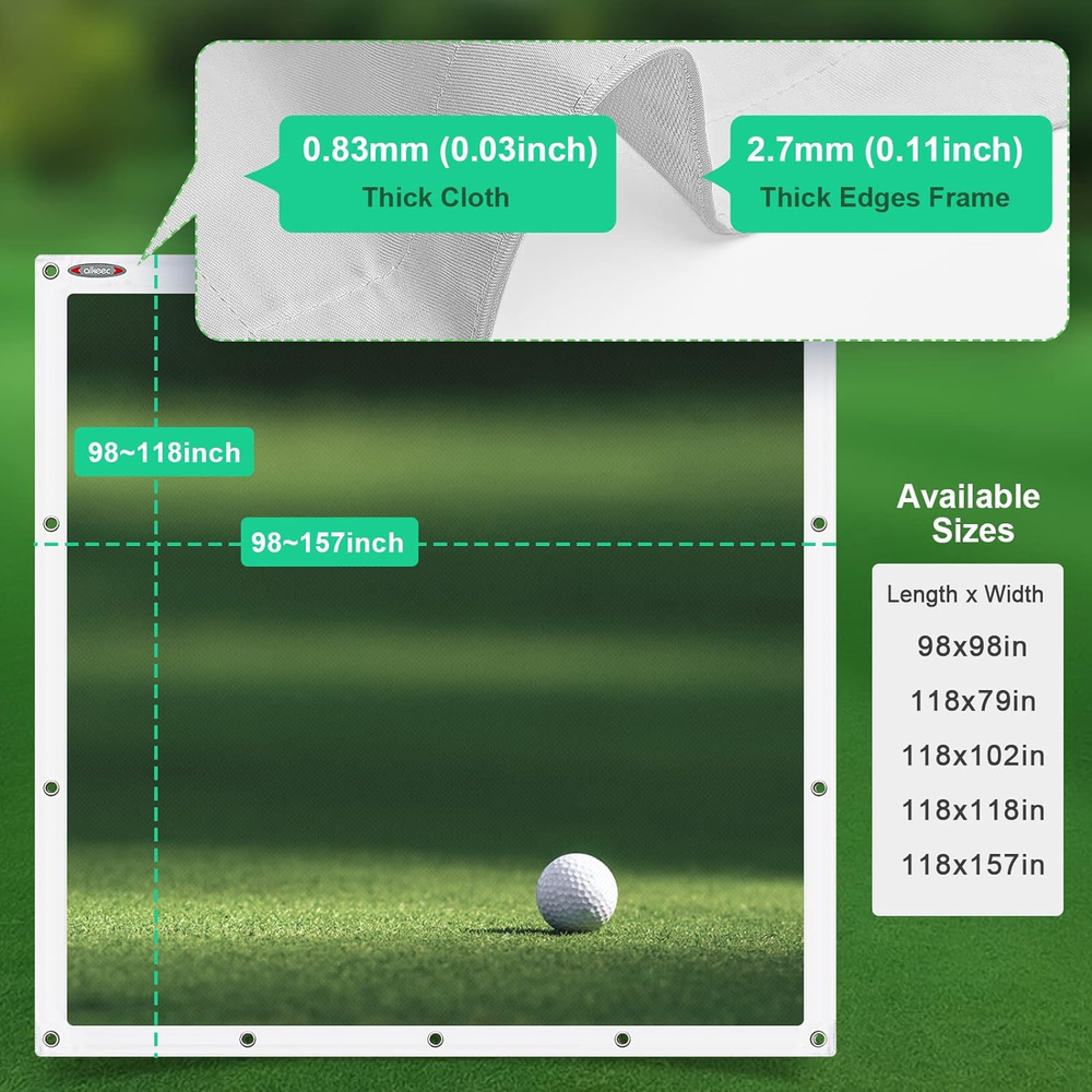 Indoor Golf Training Simulator Projector Screen Impact Practice Display 8.2x8.2'