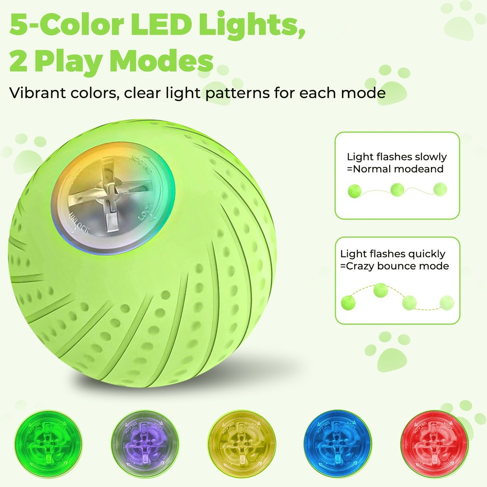 Remote Controlled Interactive Dog Ball Toy with Silent Motion LED Auto Avoidance