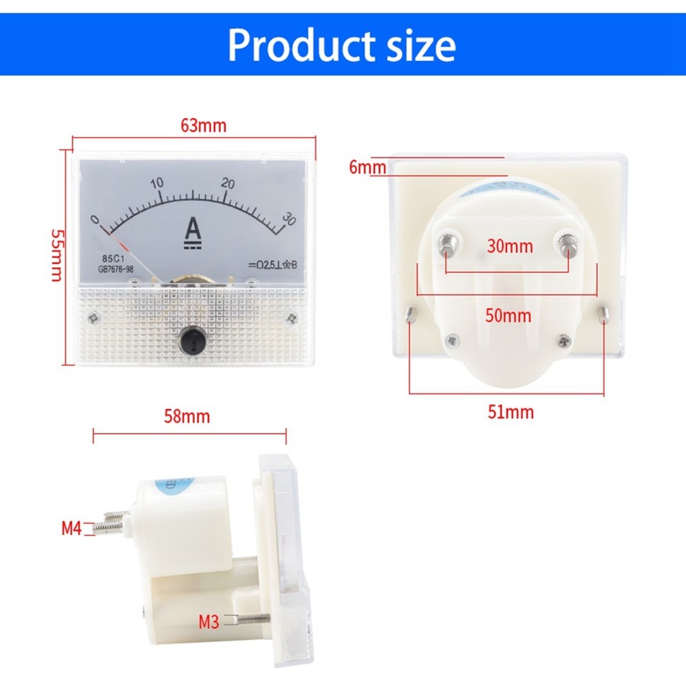 1pc DC Voltmeter Pointer Head, White ABS Analog Ammeter Panel Gauge3257
