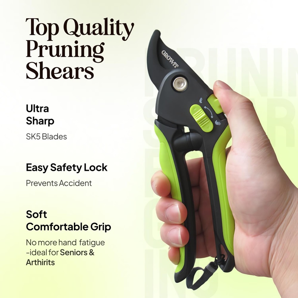 Ultra Sharp Pruning Shears Hedge Clipper – Cuts 3X Easier, Dual-Size...