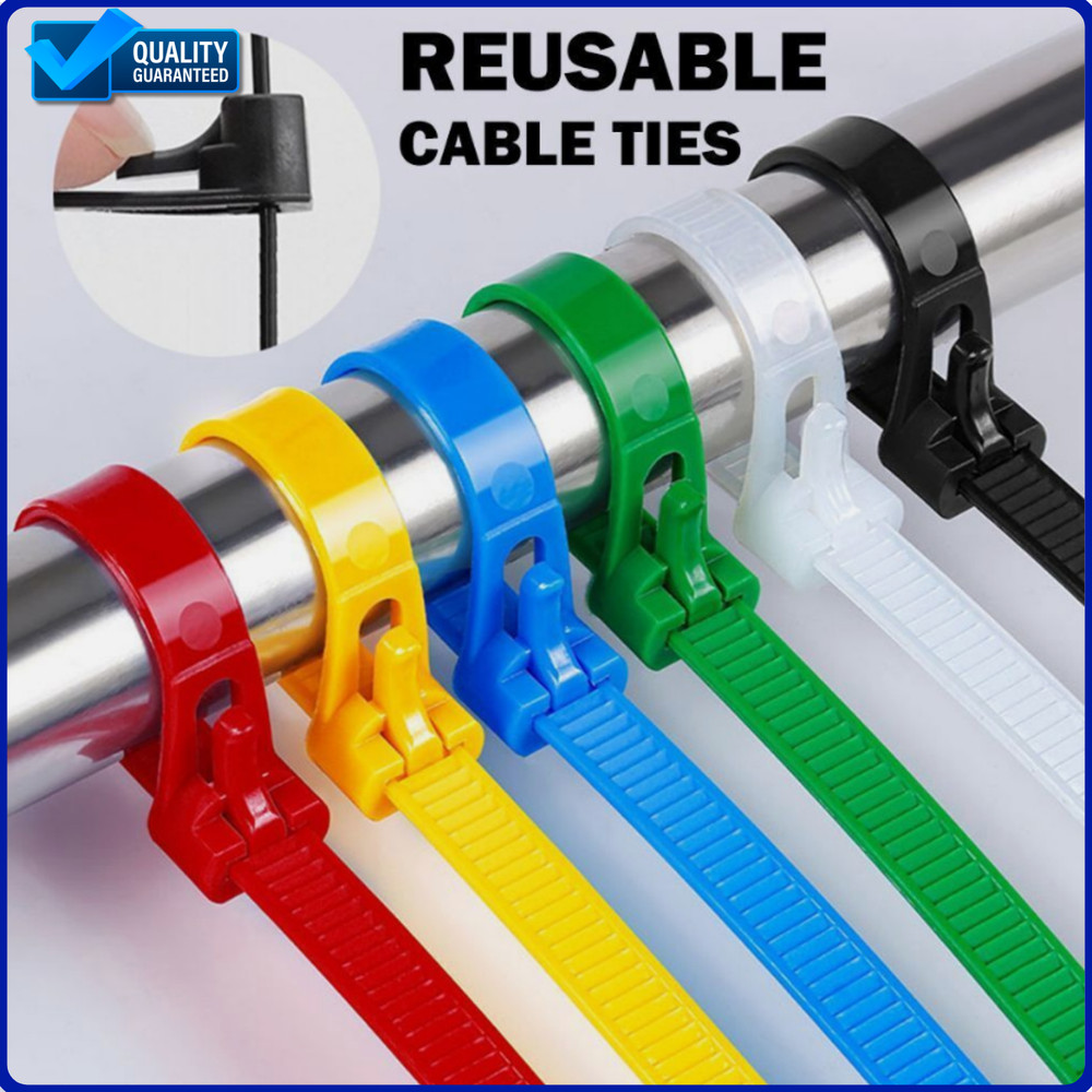 Cable Zip Ties Releasable Reusable Wrap Wire Removable Nylon Plastic Heavy Duty