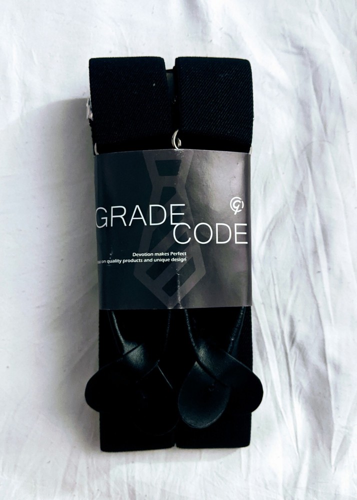 Mens Button End Suspenders 49 Inch by Grade Code (Black)
