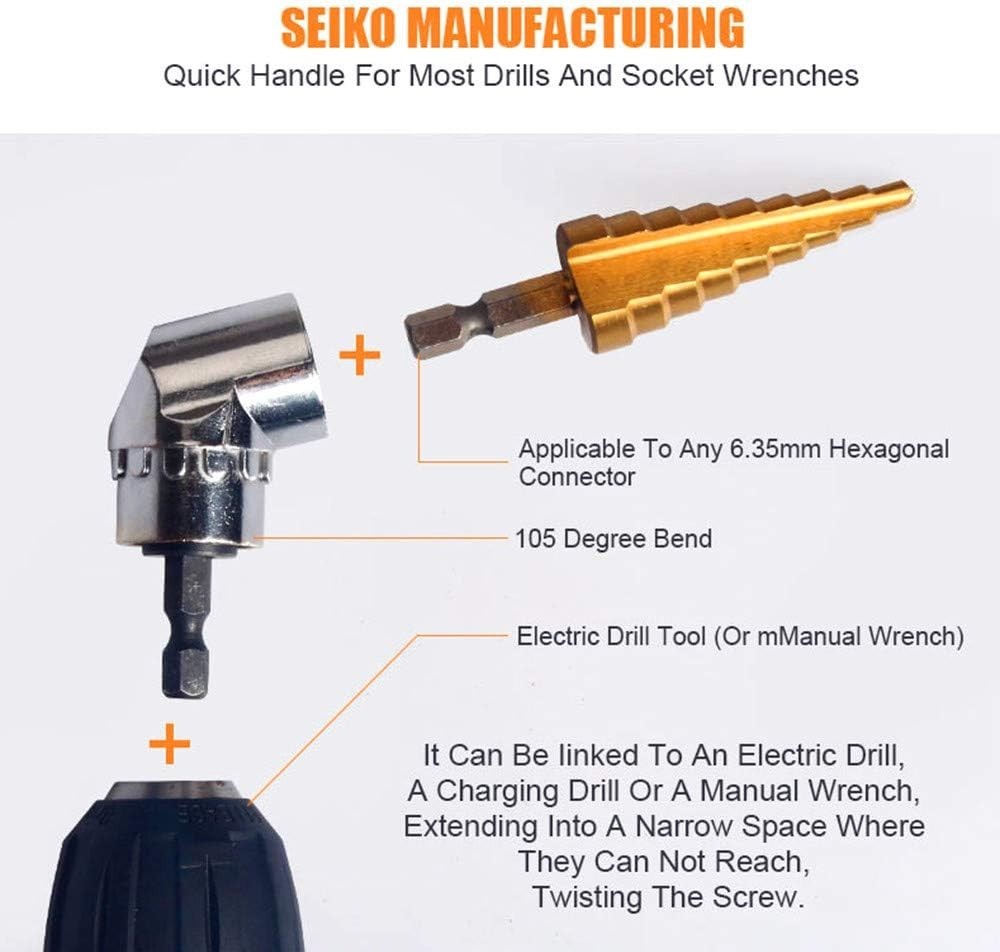 Professional Hex Shank Adapter Set with 105° Right Angle for Enhanced Tool