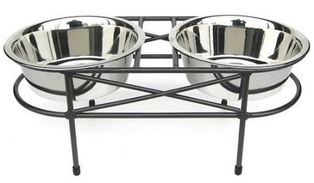 Mesh Elevated Double Dog Bowl Large Black