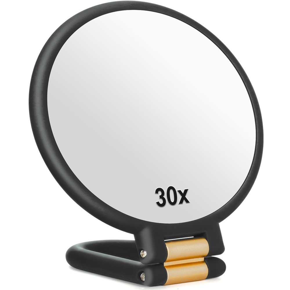 30X Magnifying Mirror Travel Hand Mirrors with Handle - Double Side Handheld M