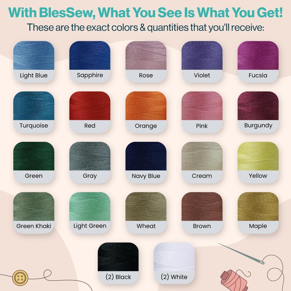 Sewing Thread-24 Spools of Polyester Thread for Sewing Machine for Beginners,