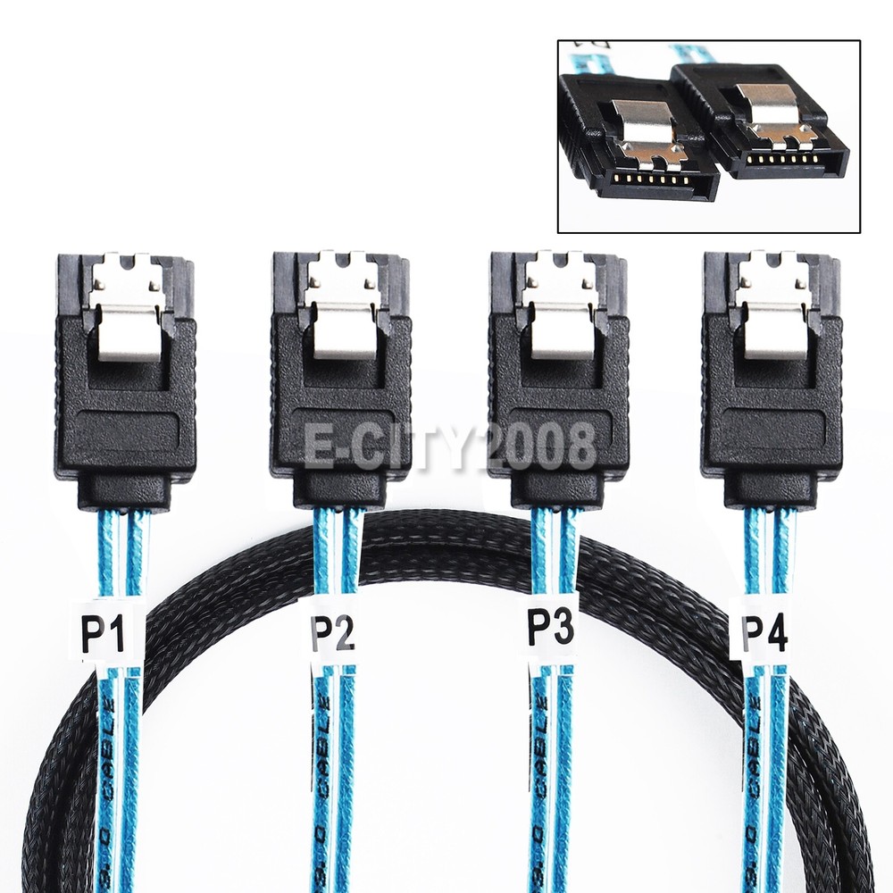 2Pcs 4 SATA 7pin to 4 SATA 7pin Target SSD Hard Disk Data Server Raid Cable 50CM