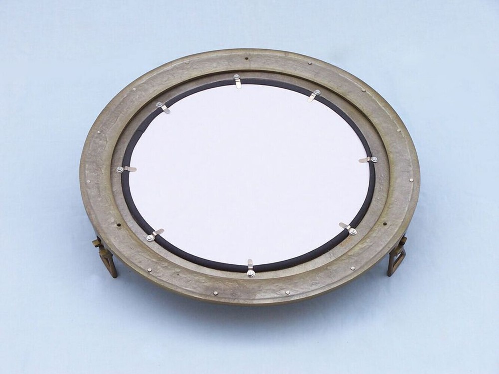 Antique Brass Decorative Ship Porthole Mirror 24"