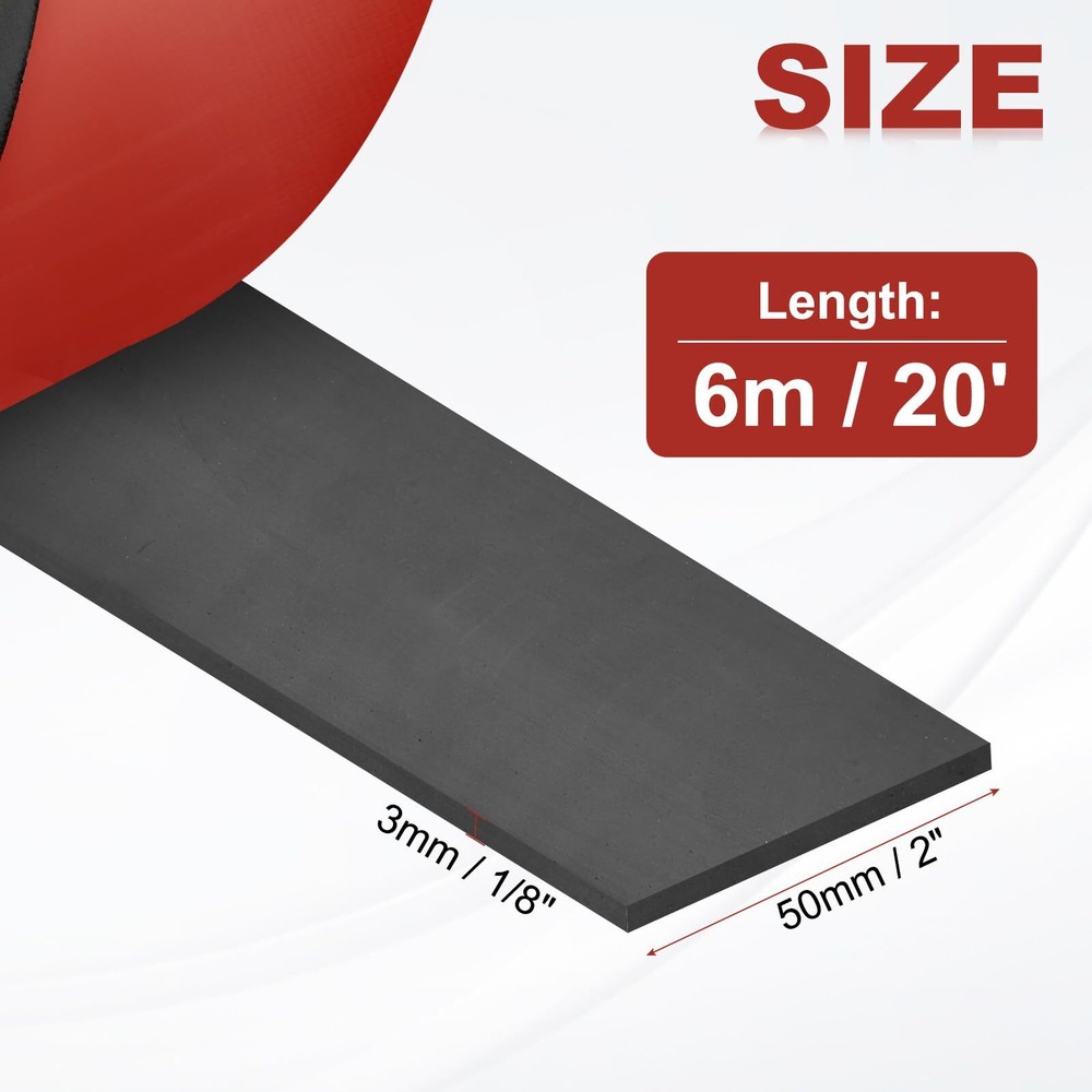 Neoprene Rubber Strips 2" Wide x 1/8" Thick x 20' Long Self Adhesive Solid Ru...