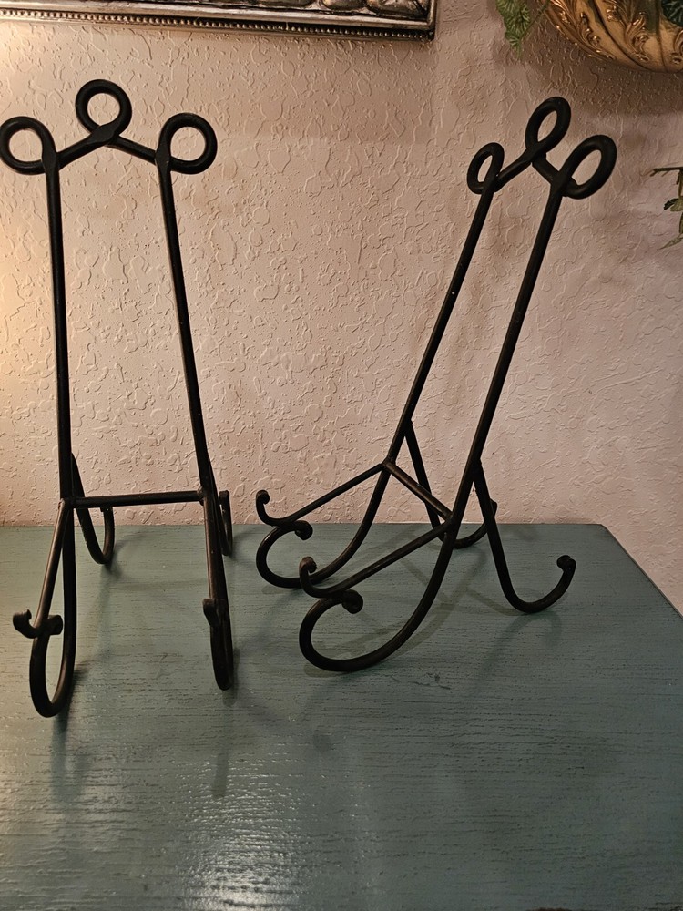 Vintage Black Iron Display Easel, 17.5" Tall, Scroll Design-2 Available