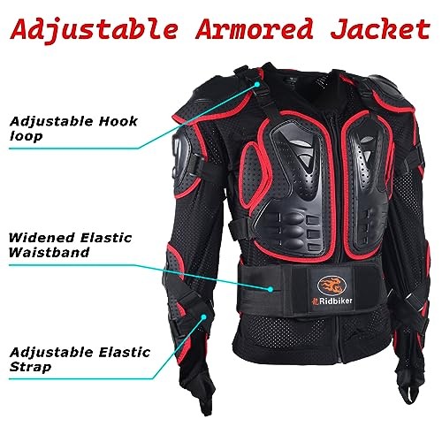 Motorcycle Full Body Armor Protector Removable Racing Jacket Medium Red,