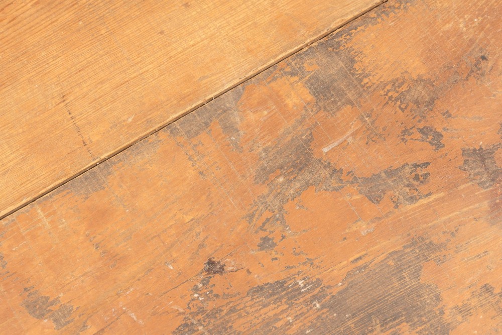 Early Industrial Oak Plank Table with Cast Iron Machine Base