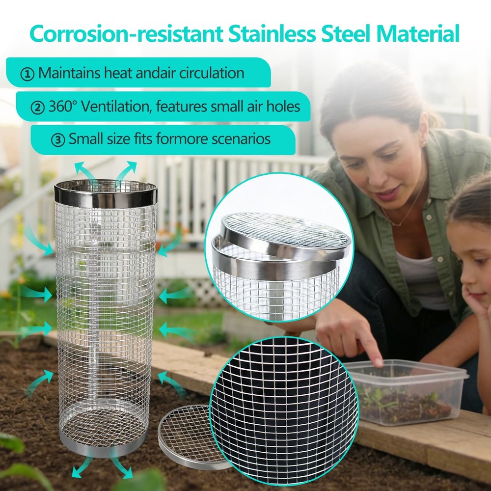 2 Pack Underground Worm Composting Bin with Gardening Gloves - Small Round Me...