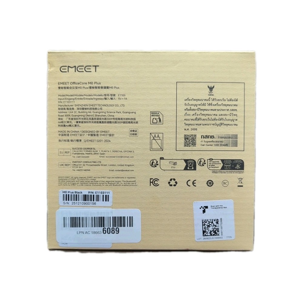 EMEET Officecore M0 Plus Wireless Bluetooth Conference Speakerphone Model E1103