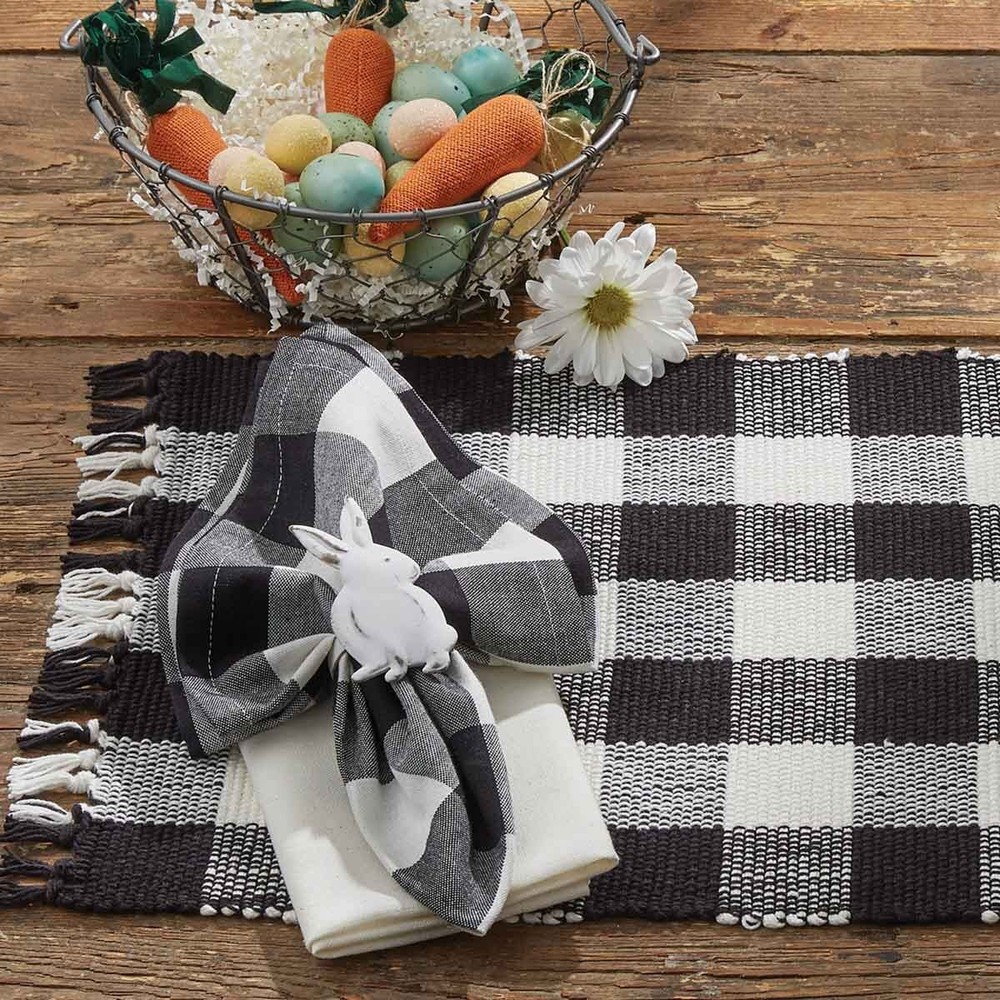 Buffalo Black and White Check Yarn Placemats